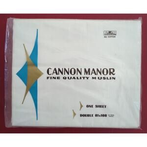 Cannon Manor Fine Quality Muslin Double Bed Flat Sheet 100% Cotton USA 81 x 108